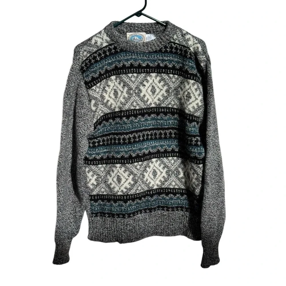 Environmental Clothing Mens Sweater Large Fair Isle Wool Grandpa Academia Cabin